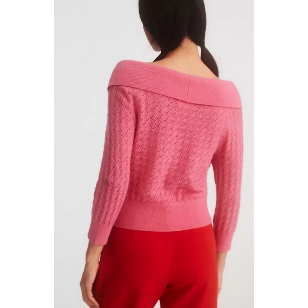 41. Anthropologie Maeve Cropped Off-The-Shoulder Cashmere Sweater - Picture 3 of 8